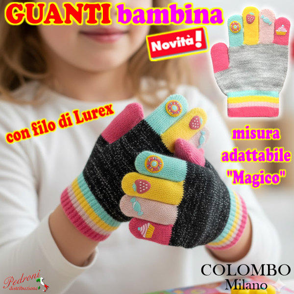 *COLOMBO Milano* GUANTO bambina 3/6 Anni Art.929 in 2 Colori