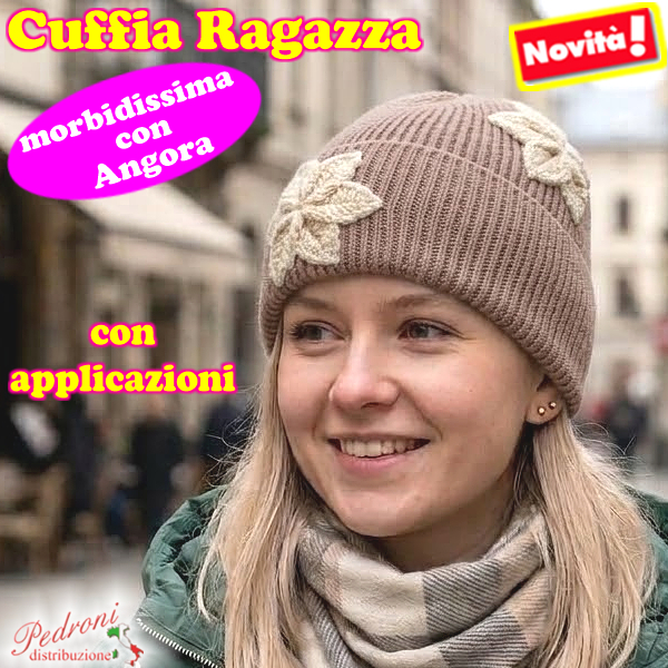 CUFFIA RAGAZZA modello con applicazioni "FIORI " art.BF-7119 Taupe CUFFIA RAGAZZA modello con applicazioni "FIORI " art.BF-7119 Taupe
