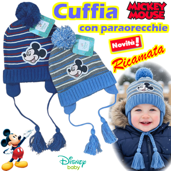 *BABY DISNEY* MICKEY Cuffia PARAORECCHIE Tg.48-50 WH0819 2col