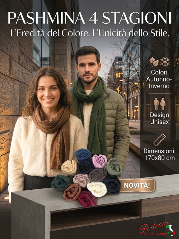 * NOVITA' * PASHMINA 4 STAGIONI UNISEX Art.X2201 Colori Assortit