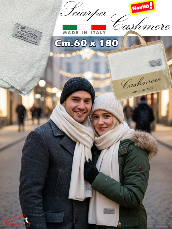 * NOVITA' * SCIARPA in " CASHMERE " 1930 cm.60x180 Bianco Lana