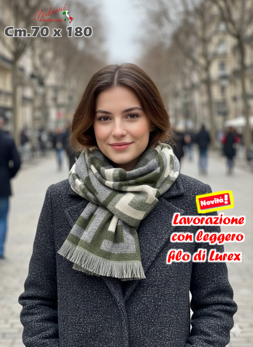 * NOVITA' * SCIARPA INVERNALE AM-5190 cm.70x180 GREEN