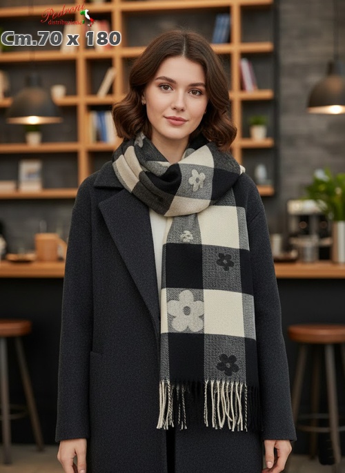 * NOVITA' * SCIARPA INVERNALE WJ-902 cm.70x180 BLACK