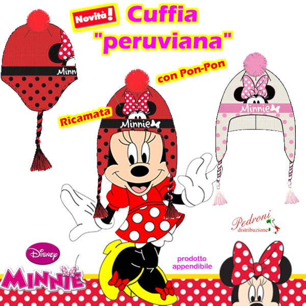 MINNIE Cuffia " PERUVIANA "con Pon-Pon art.WD4066 in 2 colori