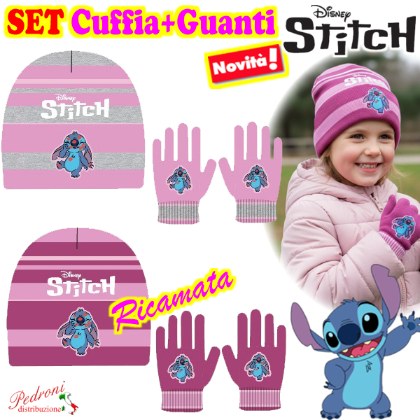 STITCH SET Cuffia+Guanti bimba Art.ST2996 in 2 colori STITCH SET Cuffia+Guanti bimba Art.ST2996 in 2 colori
