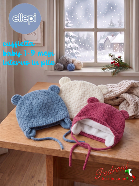ELLEPI Cuffia BABY PARAORECCHIE 1/9 Mesi BH7903 in 3 Colori ELLEPI Cuffia BABY PARAORECCHIE 1/9 Mesi BH7903 in 3 Colori