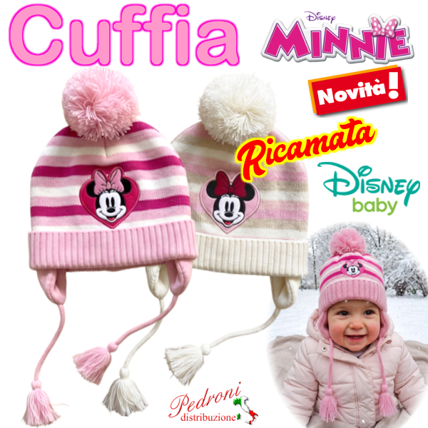 *BABY DISNEY* MINNIE Cuffia PARAORECCHIE Tg.48-50 WH0832 2col.