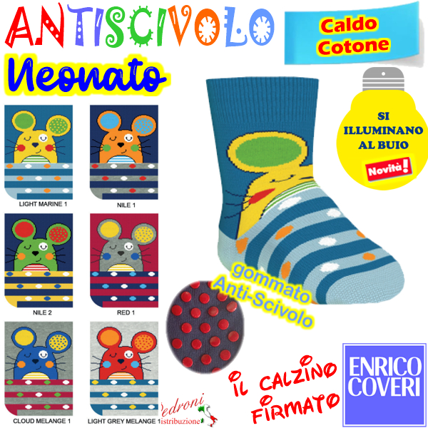 COVERI Calza "Fluorescente" ANTISCIVOLO BABY Tg.18/24 BRIGHT-198