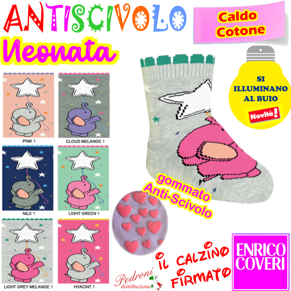 COVERI Calza "Fluorescente" ANTISCIVOLO BABY Tg.18/24 BRIGHT-203
