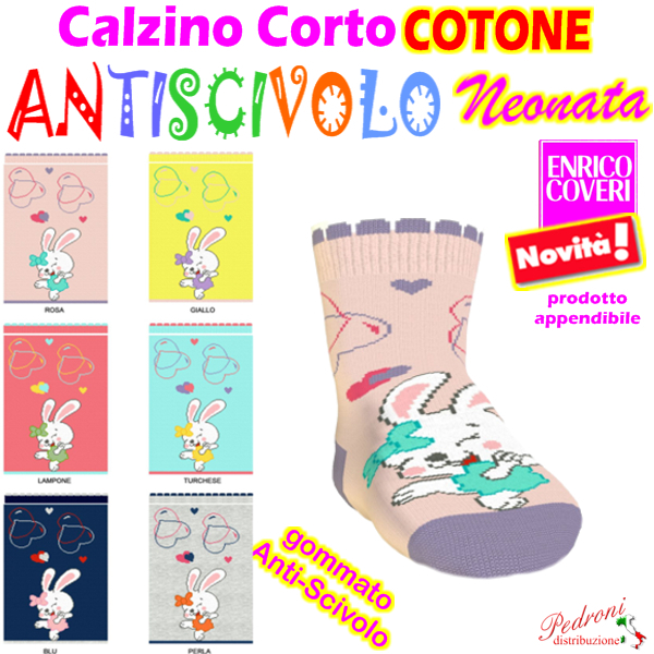 COVERI Calza COTONE neonata "ANTISCIVOLO" LOVE-67 Tg.15/24