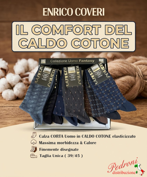 *COVERI* Calza Uomo CALDO COTONE TREND LINE-388 Tg.39/45