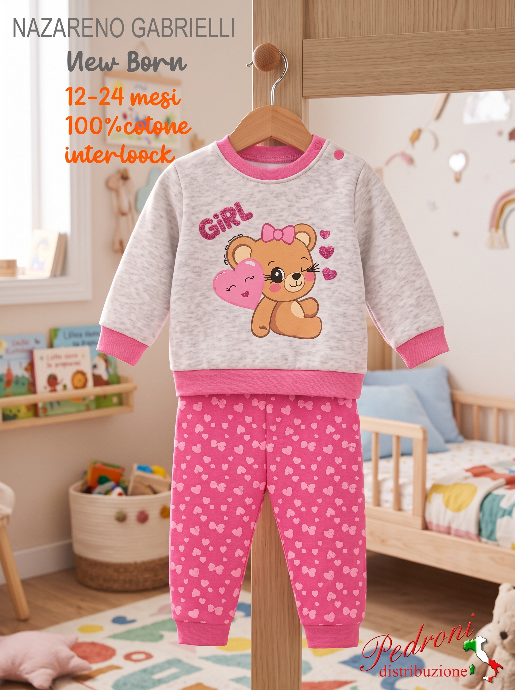 * NAZARENO GABRIELLI * Pigiama Neonata NG-2350/10 GREY tg.12/24 mesi * NAZARENO GABRIELLI * Pigiama Neonata NG-2350/10 GREY tg.12/24 mesi