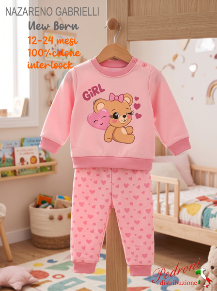 * NAZARENO GABRIELLI * Pigiama Neonata NG-2350/10 PINK tg.12/24 mesi * NAZARENO GABRIELLI * Pigiama Neonata NG-2350/10 PINK tg.12/24 mesi