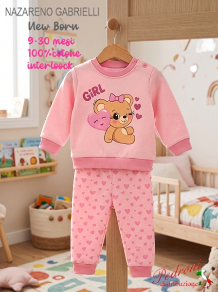 * NAZARENO GABRIELLI * Pigiama Neonata NG-2350/10 PINK tg.9/30 mesi * NAZARENO GABRIELLI * Pigiama Neonata NG-2350/10 PINK tg.9/30 mesi