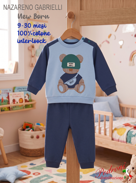 * NAZARENO GABRIELLI * Pigiama Neonato NG-2360/17 BLUE tg.9/30 mesi * NAZARENO GABRIELLI * Pigiama Neonato NG-2360/17 BLUE tg.9/30 mesi
