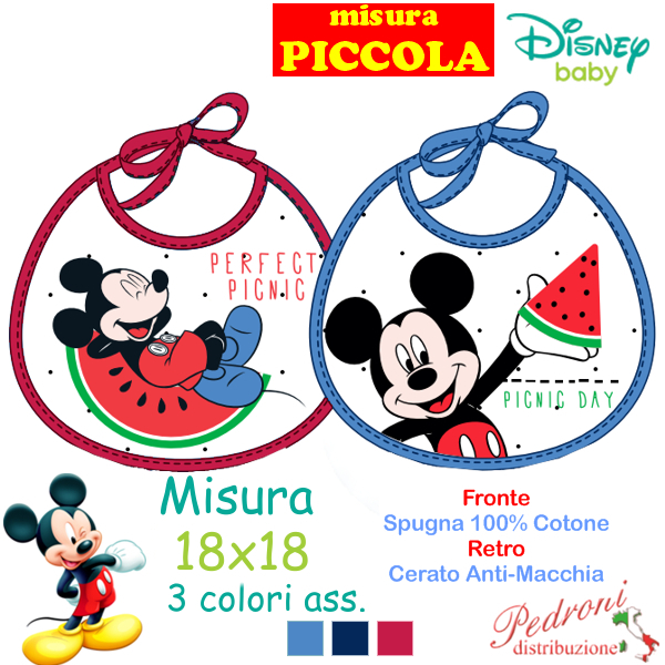 *MICKEY*Bavetta SPUGNA RETRO CERATO WD9555 LACCI cm18X18 PICCOLA *MICKEY*Bavetta SPUGNA RETRO CERATO WD9555 LACCI cm18X18 PICCOLA