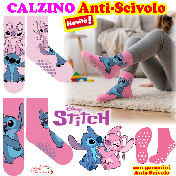 *PROMOZIONE* STITCH Bambina Calza ANTISCIVOLO ST2174 Tg.23/34