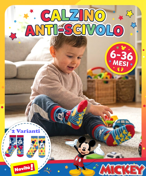 * MICKEY * ANTISCIVOLO BABY in CALDO COTONE art.2018 Tg.20/25 * MICKEY * ANTISCIVOLO BABY in CALDO COTONE art.2018 Tg.20/25