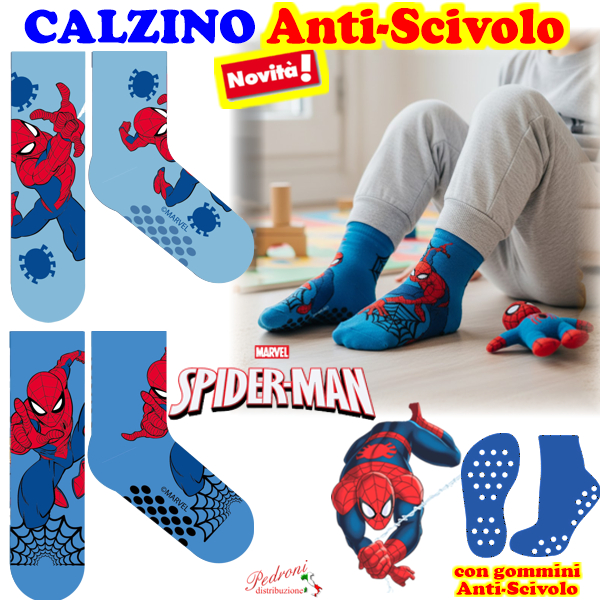 *PROMOZIONE* SPIDERMAN Bambino Calza ANTISCIVOLO MV2170 Tg.23/34 *PROMOZIONE* SPIDERMAN Bambino Calza ANTISCIVOLO MV2170 Tg.23/34