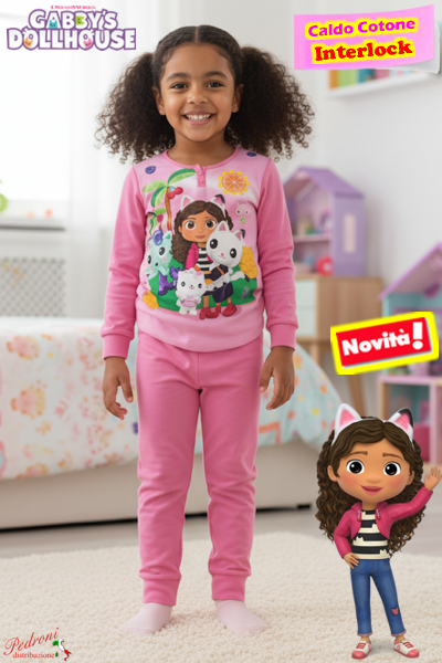 GABBY Pigiama Caldo Cotone INTERLOCK 3/8 Anni GAB1511 Bubble
