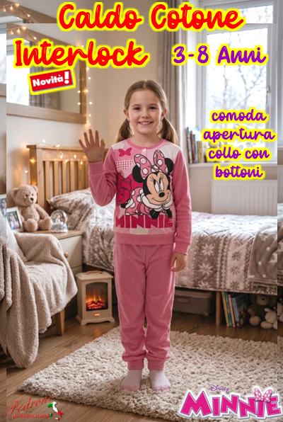 *PROMO INTERLOCK* MINNIE Pigiama Caldo Cotone 3/8 Anni WD1908 Bubble *PROMO INTERLOCK* MINNIE Pigiama Caldo Cotone 3/8 Anni WD1908 Bubble