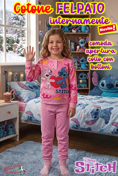 # PROMO FELPATO # STITCH Pigiama bambina 3/8 Anni ST2137 Bubble # PROMO FELPATO # STITCH Pigiama bambina 3/8 Anni ST2137 Bubble