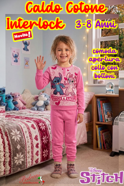 *PROMO INTERLOCK* STITCH Pigiama Caldo Cotone 3/8 Anni ST2136 Bubble *PROMO INTERLOCK* STITCH Pigiama Caldo Cotone 3/8 Anni ST2136 Bubble