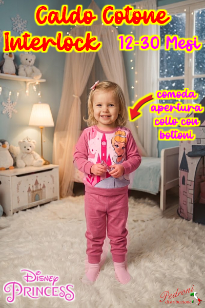 *CALDO COTONE INTERLOCK* Pigiama Neonata PRINCIPESSE 12-30 Mesi PR2265 Bubble