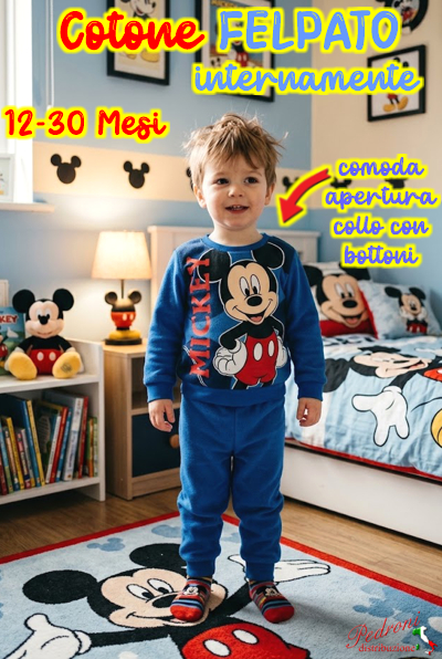 # FELPATO # Pigiama Neonato MICKEY 12-30 Mesi MIC-2222 Bluette # FELPATO # Pigiama Neonato MICKEY 12-30 Mesi MIC-2222 Bluette