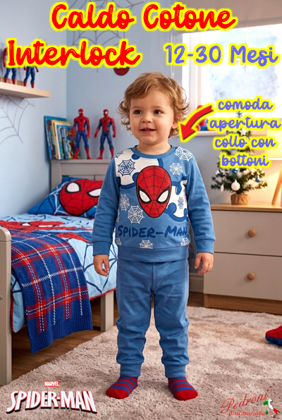 *CALDO COTONE INTERLOCK* Pigiama Neonato SPIDERMAN 12-30 Mesi SP2160 Sky *CALDO COTONE INTERLOCK* Pigiama Neonato SPIDERMAN 12-30 Mesi SP2160 Sky