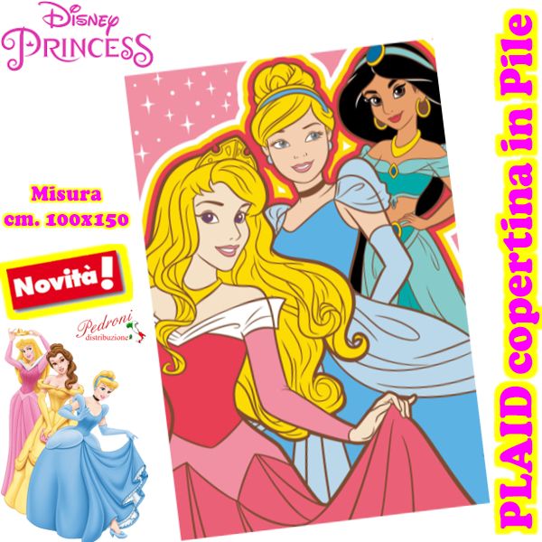 PRINCIPESSE DISNEY Copertina PLAID in PILE multiuso WD1419