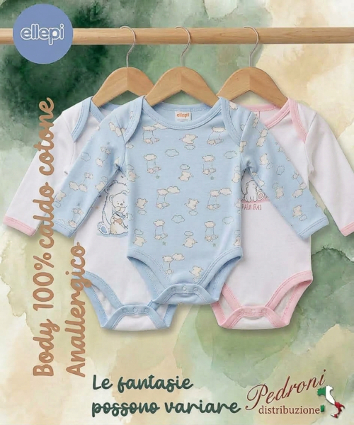 Body COTONE FELPATO neonato/a ELLEPI M/L AF5342/5371/5455 ASS.