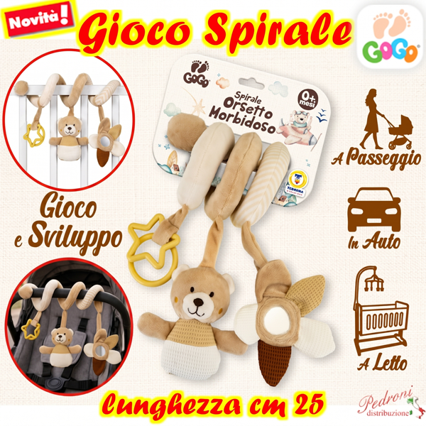 *LINEA GOGO* SPIRALE ORSETTO MORBIDOSO CM 25 39565 (+0 mesi)