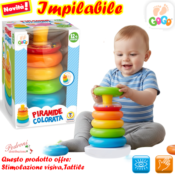 *LINEA GOGO*PIRAMIDE 5 ANELLI COLORATA 67056 (+12 mesi)
