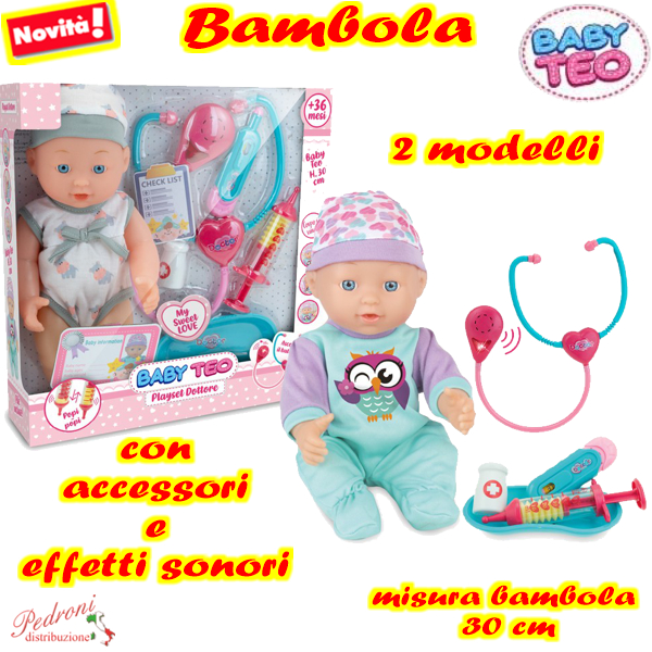 *BABY TEO* BEBE' PLAYSET DOTTORE 30CM IN 2 MODELLI 81345 (+3 anni)