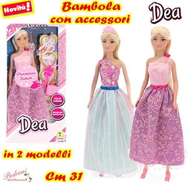 *DEA* BAMBOLA PRINCIPESSA CON ACCESSORI IN 2 MODELLI 68509 (+3 anni)