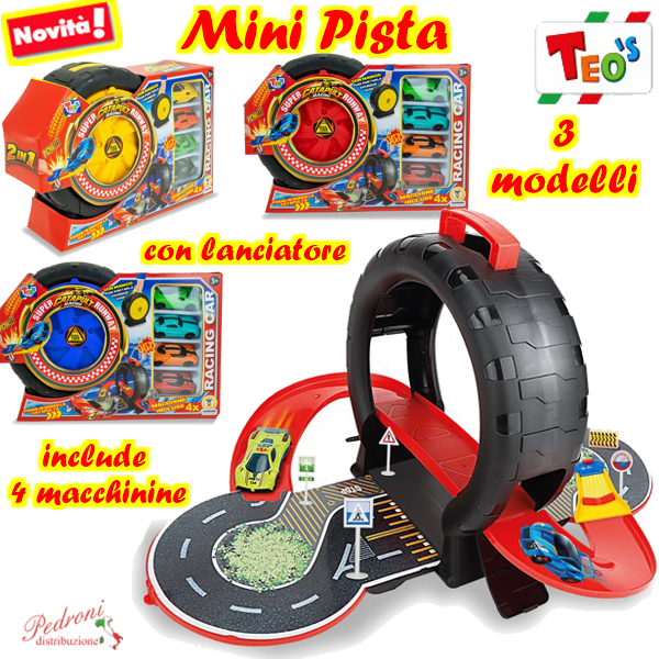 *TEO'S * MINI PISTA CON LANCIATORE IN 3 MODELLI 81376 (+3 anni)
