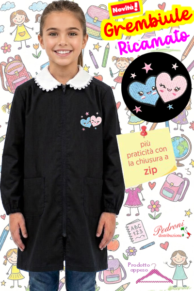PRIMO PREZZO Grembiule SCUOLA bambina BM-020 NERO Tg.65/80