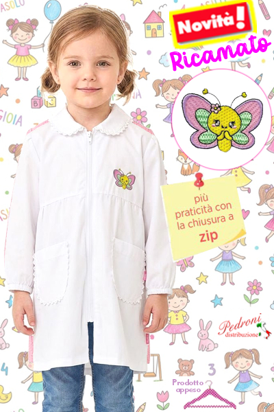 PRIMO PREZZO Grembiule ASILO bambina BM-814 BIANCO Tg.45/55