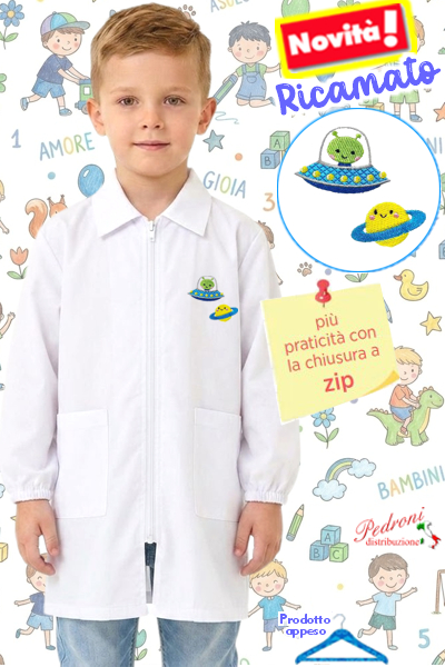 PRIMO PREZZO Grembiule ASILO bambino BM-876 BIANCO Tg.45/65