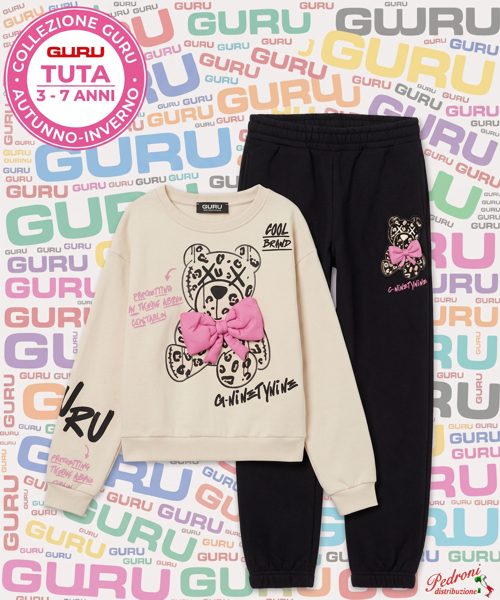 *GURU* COMPLETO TUTA BAMBINA Felpata 012K 3/7 Anni AVORIO