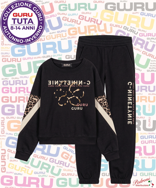 *GURU* COMPLETO TUTA RAGAZZA Felpata 013T 8/14 Anni BLACK *GURU* COMPLETO TUTA RAGAZZA Felpata 013T 8/14 Anni BLACK