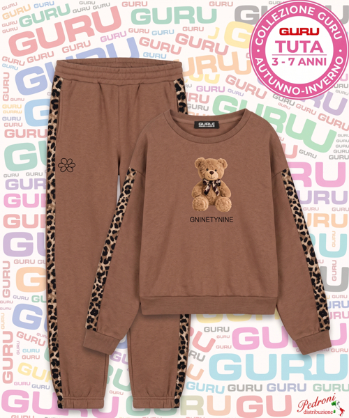 *GURU* COMPLETO TUTA BAMBINA Felpata 014K 3/7 Anni COCONUT