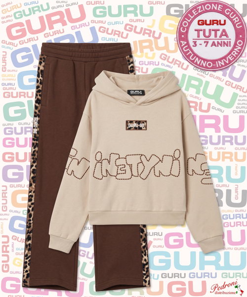 *GURU* COMPLETO TUTA BAMBINA Felpata 018K 3/7 Anni AVORIO