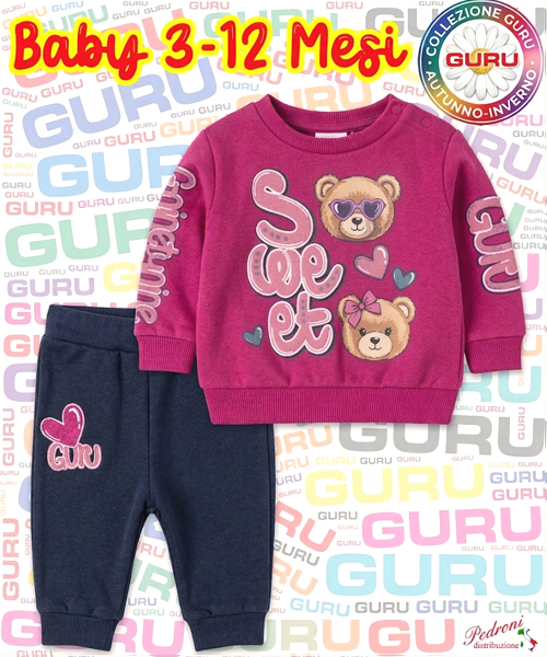 # GURU # COMPLETO BABY FEMMINA Felpato 010B 9/12 Mesi BERRY FUCSIA # GURU # COMPLETO BABY FEMMINA Felpato 010B 9/12 Mesi BERRY FUCSIA