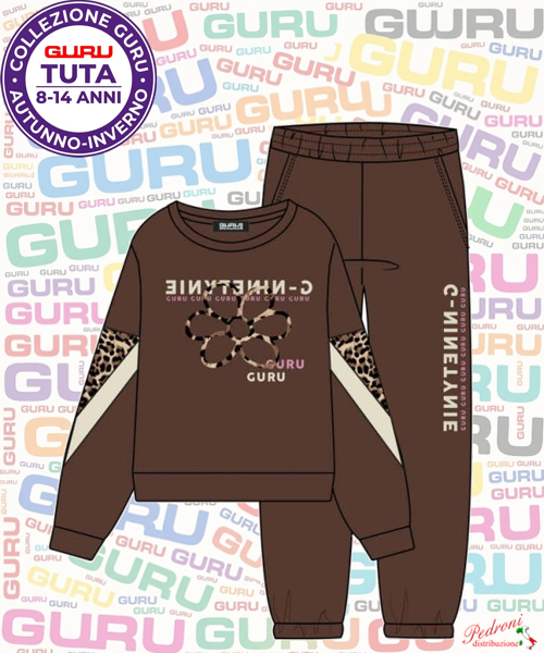 *GURU* COMPLETO TUTA RAGAZZA Felpata 013T 8/14 Anni CIOCCOLATO