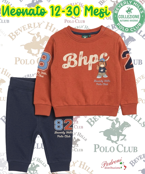 # POLO BEVERLY # COMPLETO-NEONATO Felpato 014N 12-30 Mesi DEEP ORANGE