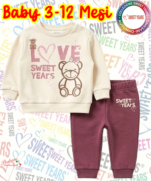 # SWEET YEARS # COMPLETO BABY FEMMINA Felpato 004B 3-12 Mesi AVORIO