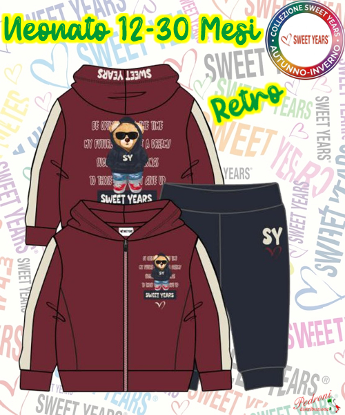 # SWEET YEARS # COMPLETO-NEONATO Felpato 007N 12-30 Mesi MELOGRANO