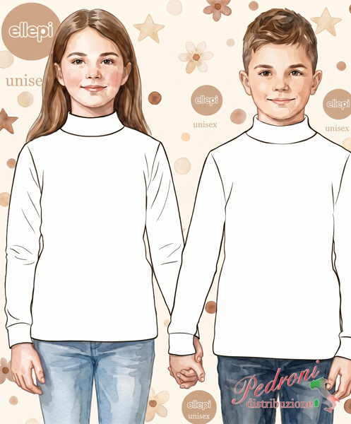 ELLEPI Maglia lupetto m/l bambino/a CE7596 Bianco 6 ANNI